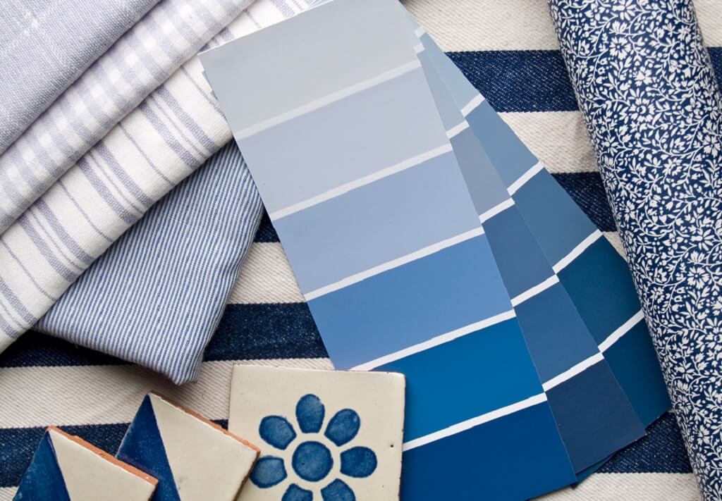 Pair paint sample cards with fabric swatches. Start with an object in your room that you love to help you choose a palette.